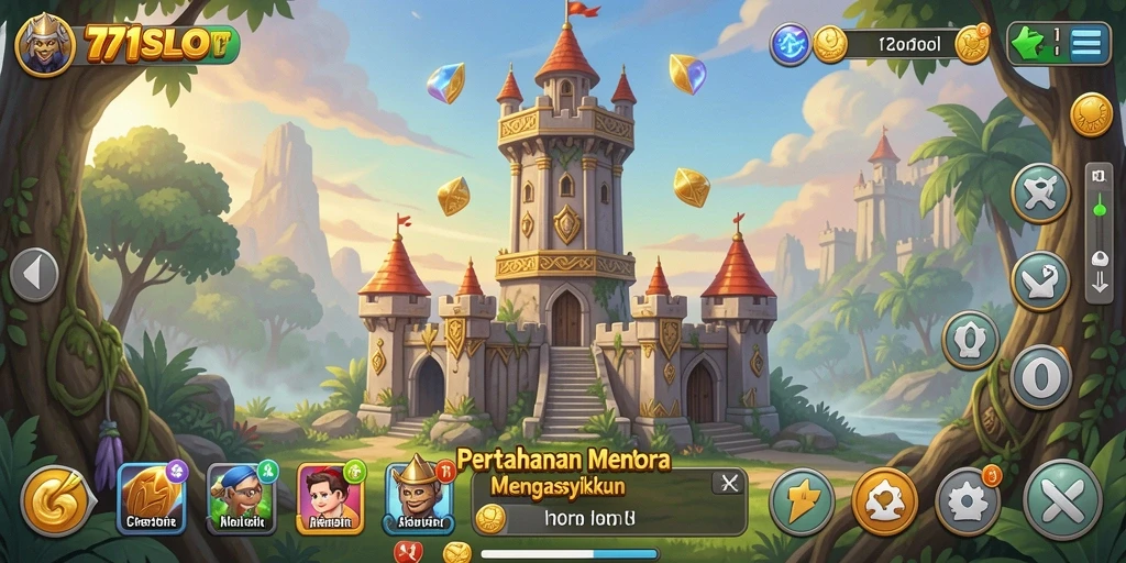 Tangkapan layar 171SLOT menampilkan aksi strategis Tower Defense.