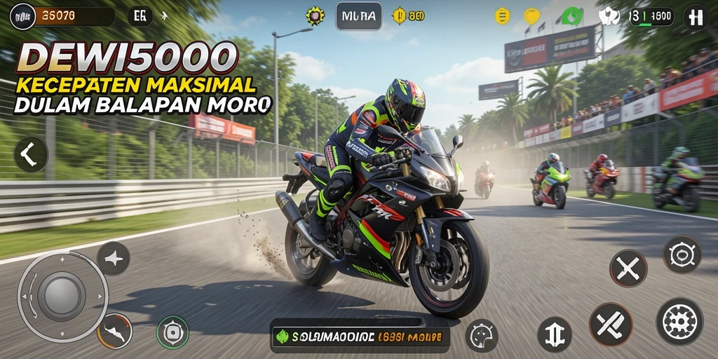 Gameplay DEWI5000 yang seru dan mendebarkan saat balapan motor.