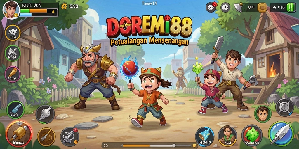 Screenshot DOREMI88 menampilkan karakter dan tampilan gameplay Idle yang menarik.