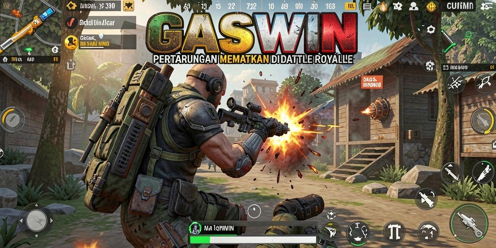 Tampilan gameplay menegangkan di GASWIN dengan pertempuran seru dan strategi bertahan hidup.