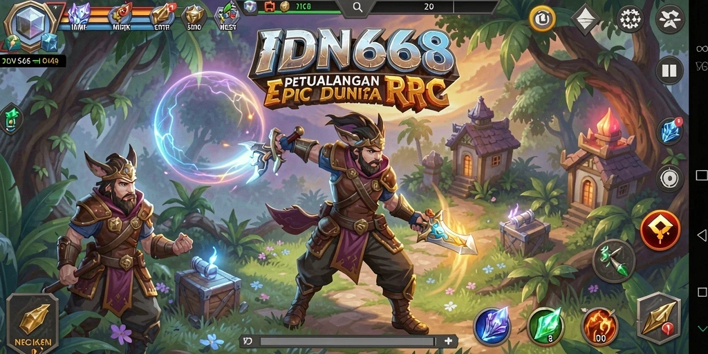 Tampilan screenshot utama IDN668 menampilkan aksi pertempuran yang seru di dunia RPG.