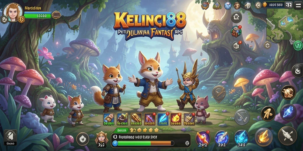 Gameplay RPG KELINCI88 dengan grafis menawan dan karakter unik.