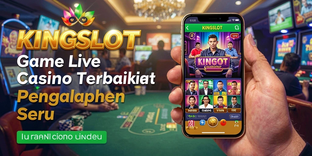 Tampilan gameplay KINGSLOT dengan dealer langsung dan suasana kasino.