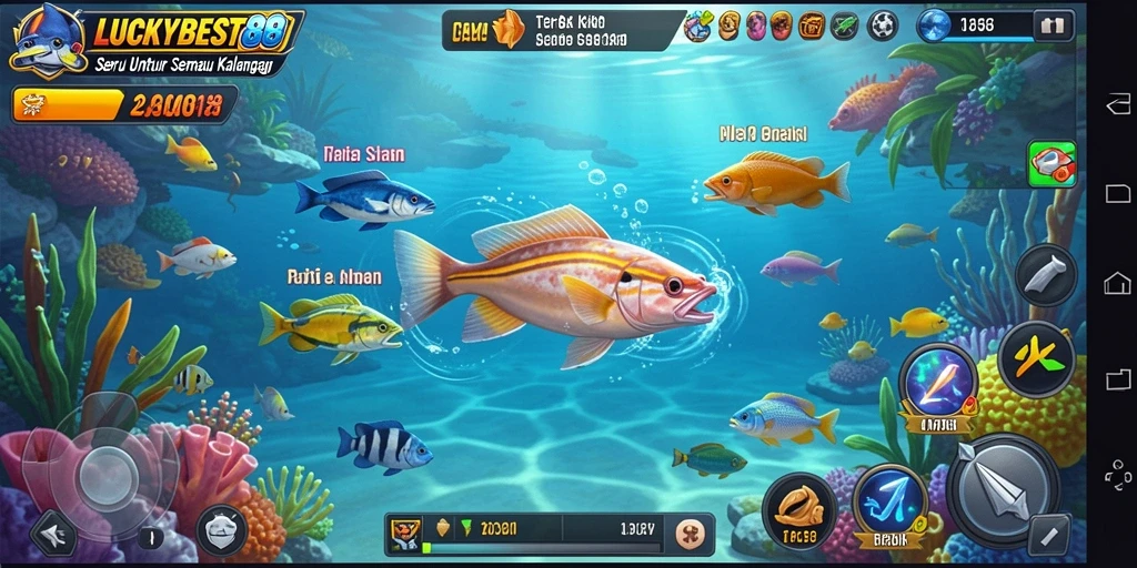 Tampilan gameplay seru dari LUCKYBEST88 saat menembak ikan.