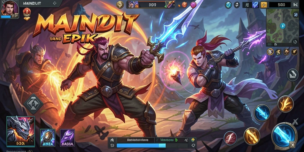 Screenshot gameplay MAINDUIT menampilkan pertarungan tim yang mendebarkan.