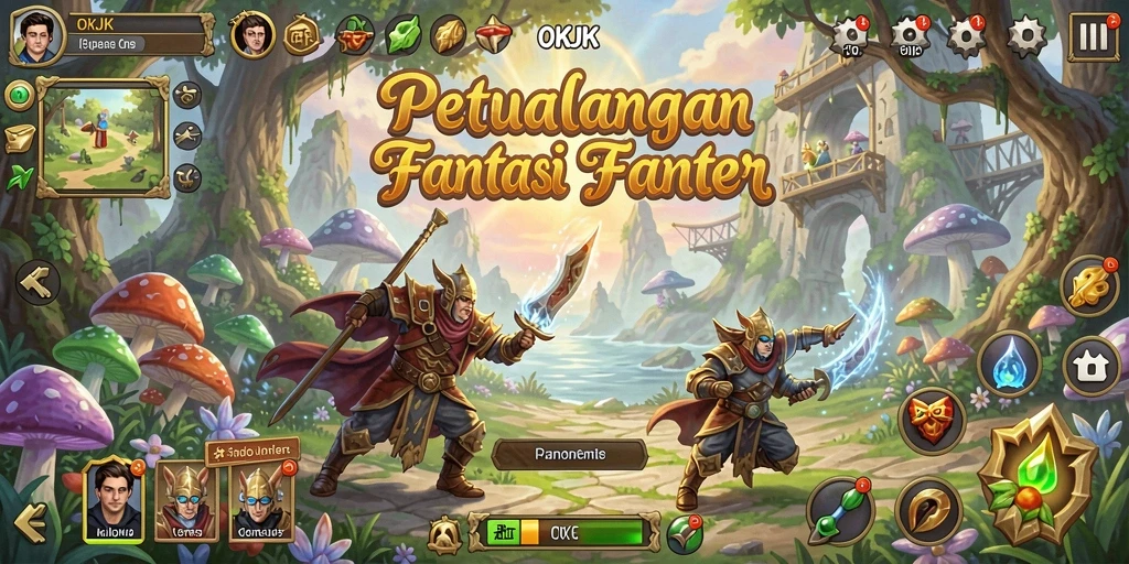 Screenshot utama gameplay OKJK menampilkan aksi pertarungan yang seru.