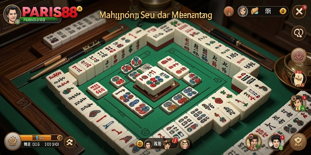 Tampilan gameplay Mahjong yang mendebarkan dan penuh warna.