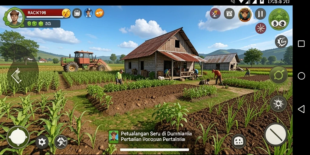 Screenshot gameplay RACIK198 menampilkan aktivitas bertani yang seru.