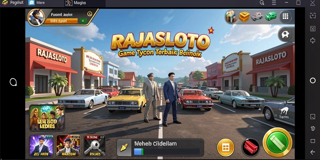 Tampilan gameplay menampilkan pengelolaan bisnis yang seru di RAJASLOTO.