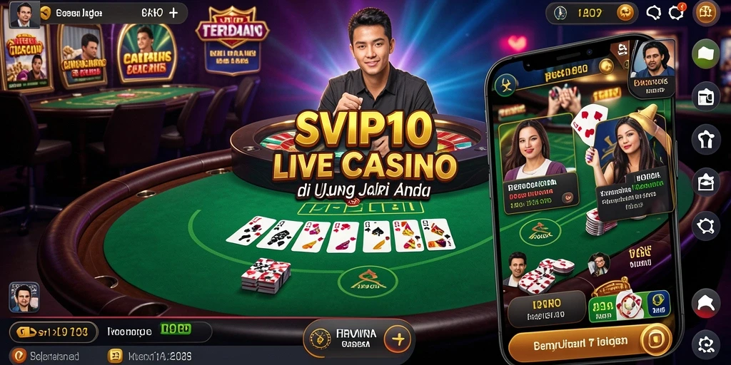 Screenshot gameplay SVIP10 menunjukkan dealer profesional dalam suasana kasino langsung.