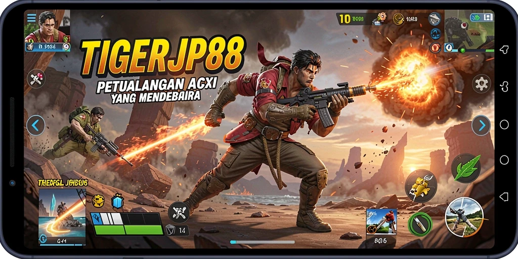 Screenshot utama TIGERJP88 menampilkan aksi mendebarkan dan gameplay intens.