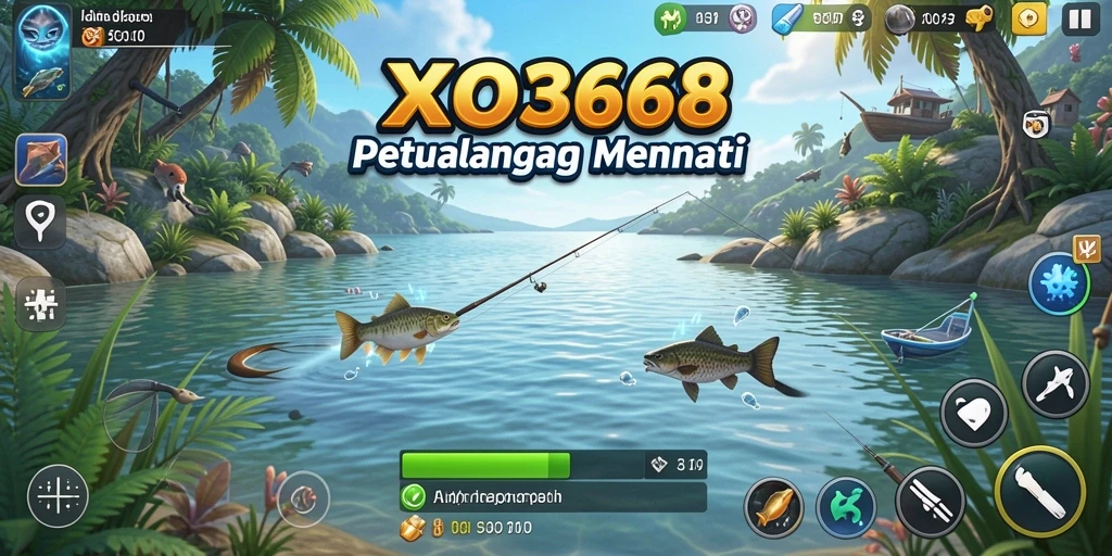 Screenshot gameplay XO368 dengan aksi memancing yang intens.